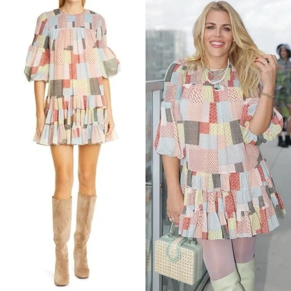 cinq a sept Dresses & Skirts - Cinq A Sept Smocked Patchwork Rika Swing Dress Whimsey Babydoll 00 XS X-Small